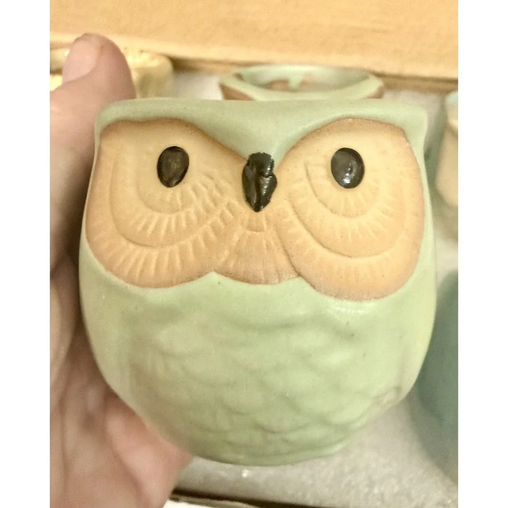 Adorable Mini Owl Planters Or Votive Candie Holders Set Of 6 New In Box